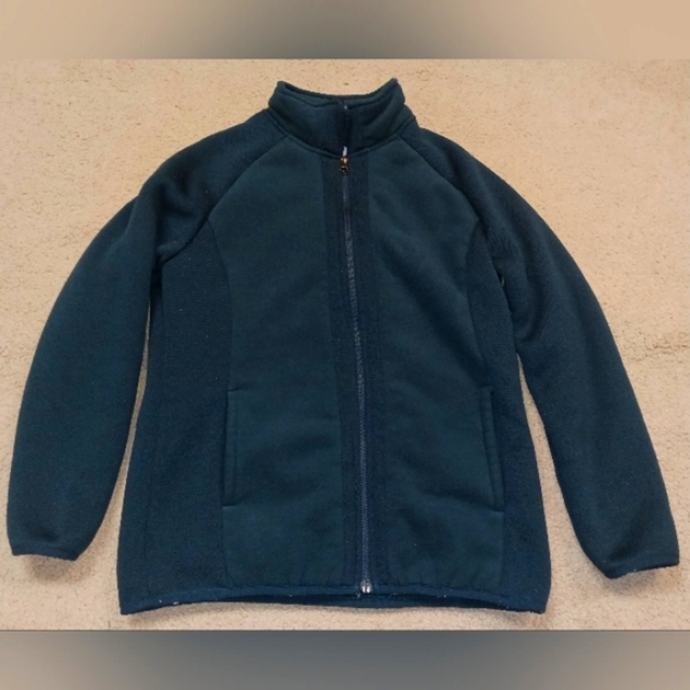 DARK GREEN SIZE SMALL ZIPUP JACKET VERY WARM WORN AND WASHED ONCE